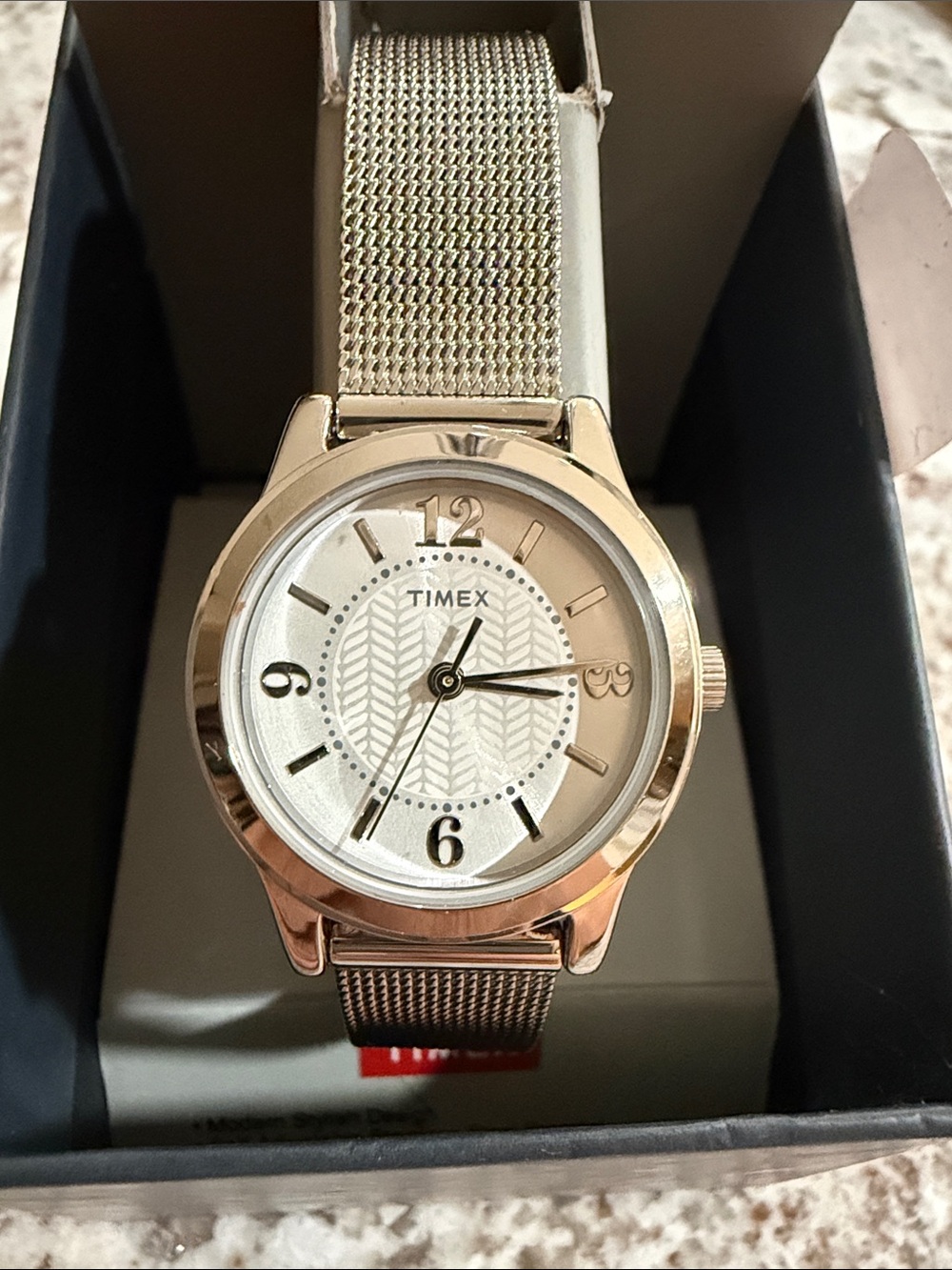 Timex Silver Color Mesh Bracelet Women's Watch with White Dial